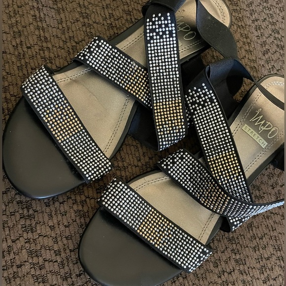 IMPI STRETCH WOMENS SIZE 6 WEDGE SANDALS WITH BLING - Picture 2 of 8